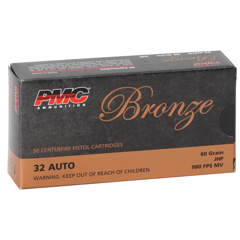  Bronze 32 ACP Auto 60 Grain Jacketed Hollow Point Box Of 50 Ammo