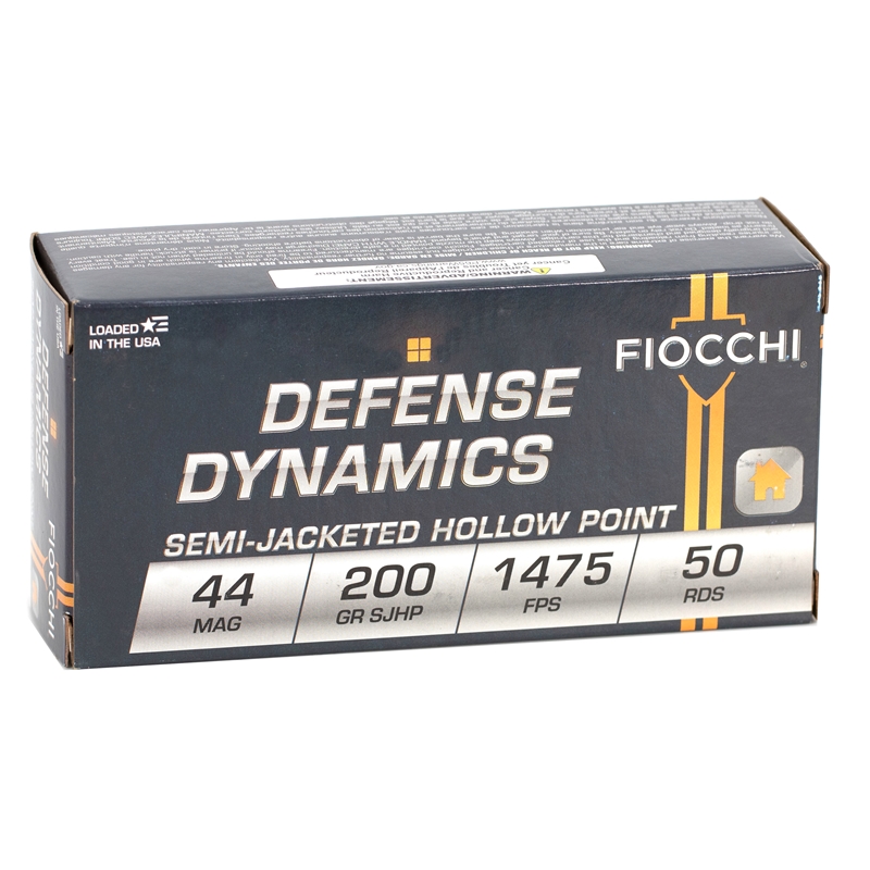Fiocchi Defense Dynamics 44 Remington Magnum Ammo 200 Grain Semi Jacketed Hollow Point Ammo - 44B500 Box Of 50 44B500 Box Of 50 Ammo