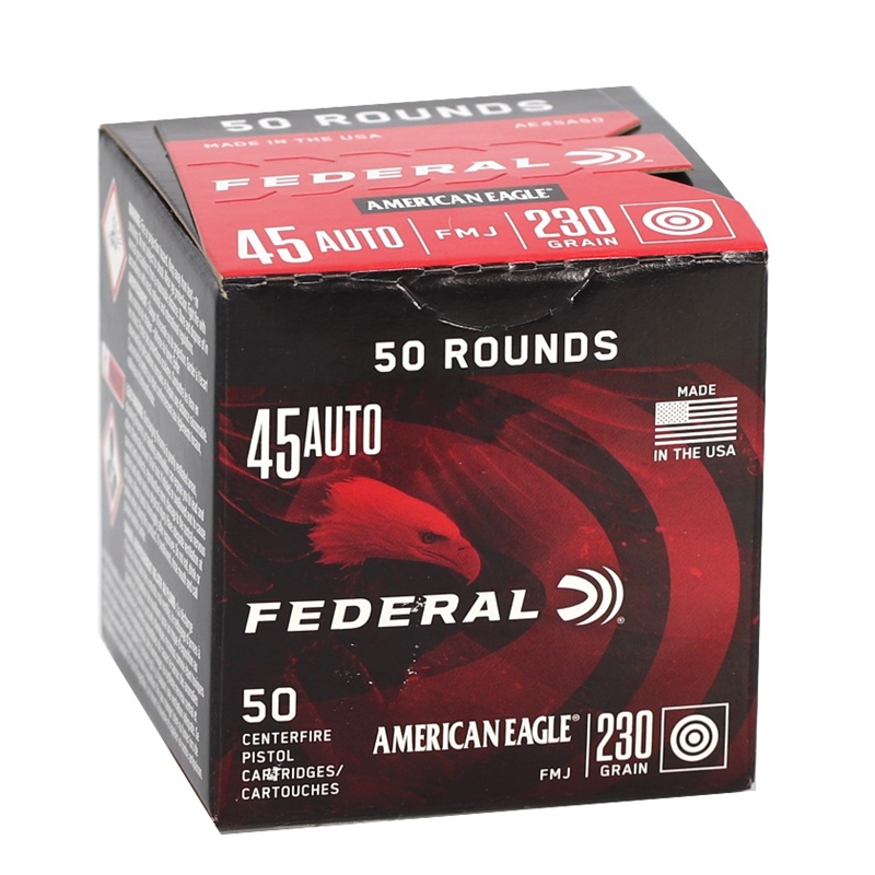 Federal American Eagle 45 ACP Ammo 230 Grain Full Metal Jacket Ammo - AE45A50 Box Of 50 AE45A50 Box Of 50 Ammo
