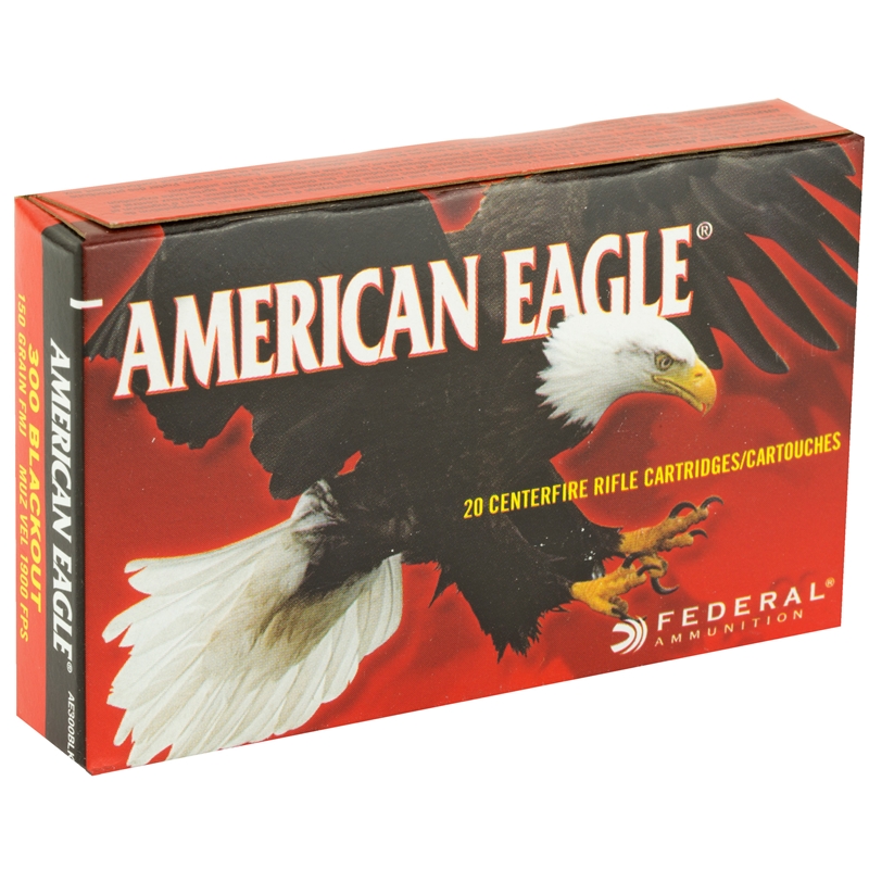 eral American Eagle 300 AAC Blackout 150 Grain Full Metal Jacket Boat Tail Box Of 20 Ammo