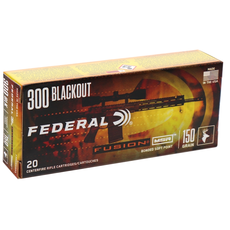 Federal Fusion MSR 300 AAC Blackout Ammo 150 Grain Bonded Soft Point Ammo - F300BMSR2 Box Of 20 F300BMSR2 Box Of 20 Ammo