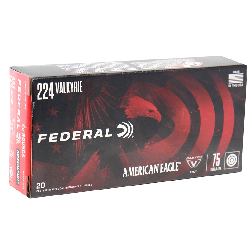 eral American Eagle 224 Valkyrie 75 Grain Total Metal Jacket Box Of 20 Ammo