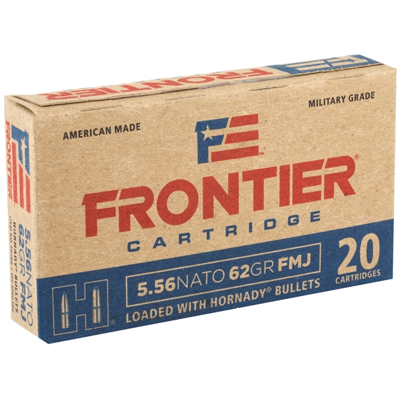Frontier Military Grade 5.56x45mm NATO Ammo 62 Grain Hornady Full Metal Jacket Ammo - Bulk FR260 Case Of 500 (25 Boxes Of 20) Ammo - Bulk Free Bulk FR260 Case Of 500 (25 Boxes Of 20) - Bulk Free Ammo