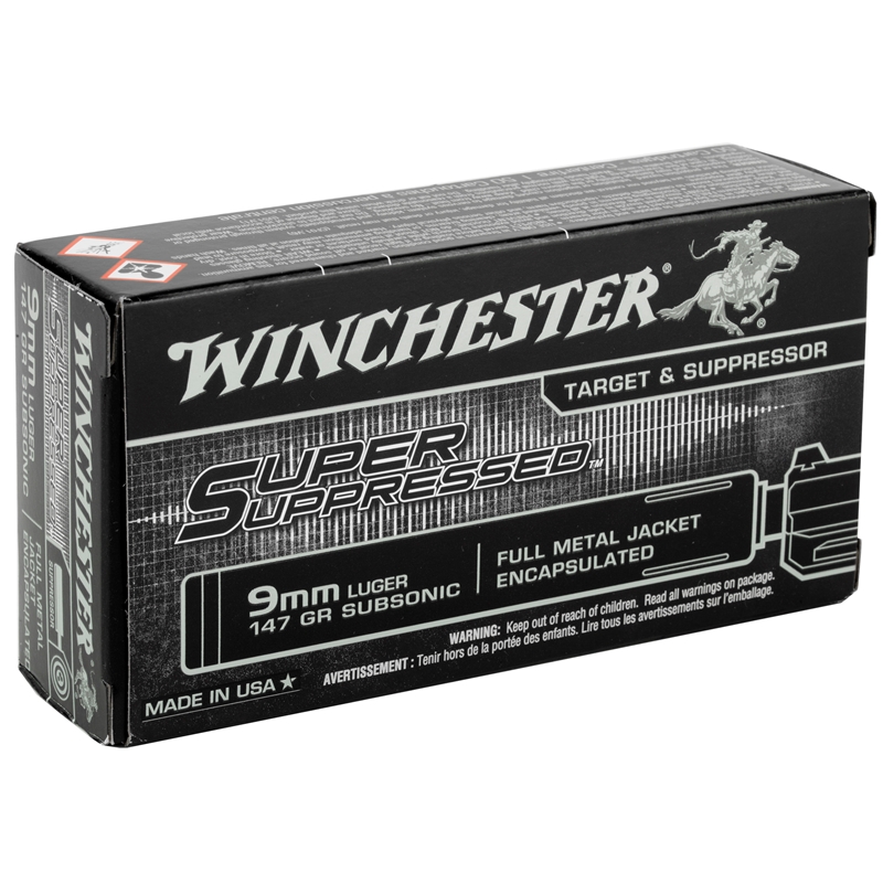 chester 9mm Luger 147 Grain Full Metal Jacket Super Suppressed Box Of 50 Ammo