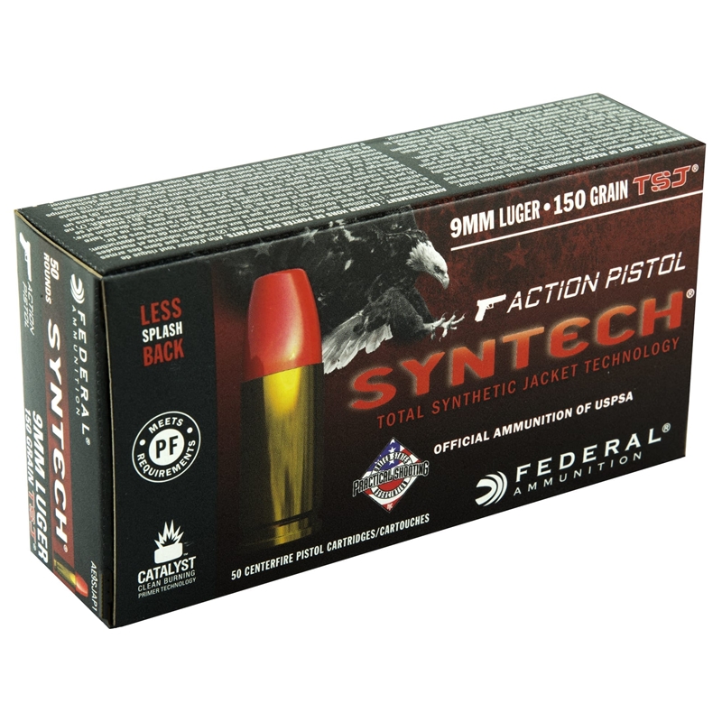eral Syntech 9mm Luger 150 Grain Total Synthetic Jacket Box Of 50 Ammo